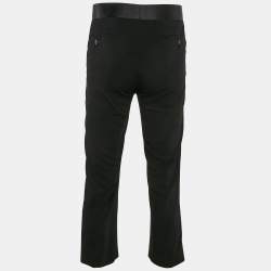 Giorgio Armani Black Virgin Wool Satin Trimmed Pants S