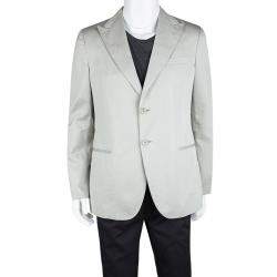 Pre Owned Giorgio Armani Grey Cotton Tailored Blazer XL