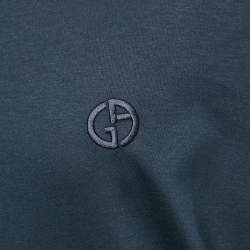 Giorgio Armani Navy Blue Logo Embroidered Jersey T-Shirt 4XL