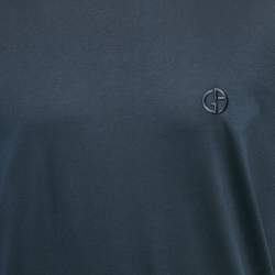 Giorgio Armani Navy Blue Logo Embroidered Jersey T-Shirt 4XL