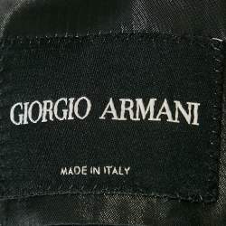 Giorgio Armani Black Felt Wool Single Breasted Coat XXXL
