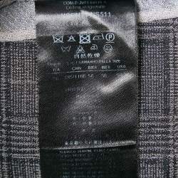Giorgio Armani Navy Blue Prince Of Wales Checked Wool Blazer XXXL