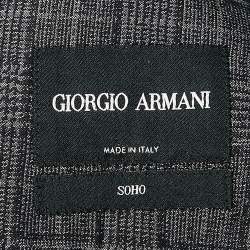 Giorgio Armani Navy Blue Prince Of Wales Checked Wool Blazer XXXL