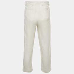 Giorgio Armani White Linen Regular Fit Trousers M