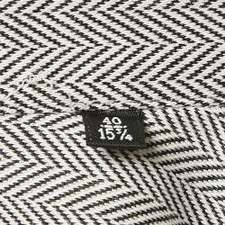 Giorgio Armani Grey Herringbone Cotton Blend Zip-Up Shirt M