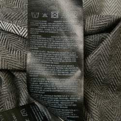Giorgio Armani Grey Herringbone Cotton Blend Zip-Up Shirt M