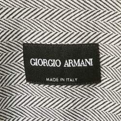 Giorgio Armani Grey Herringbone Cotton Blend Zip-Up Shirt M