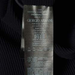 Giorgio Armani Navy Blue Ribbed Wool Pleated Pants M