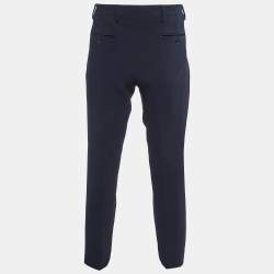 Giorgio Armani Navy Blue Ribbed Wool Pleated Pants M