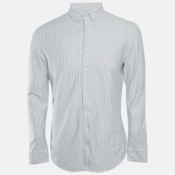 Giorgio Armani White Striped Cotton Jersey Shirt M
