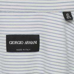 Giorgio Armani White Striped Cotton Jersey Shirt M