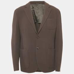 Giorgio Armani Black Textured Wool Knit Upton Blazer XL