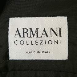 Pre Owned Giorgio Armani Black Pinstripe Wool Blend Regular Fit Suit 5XL