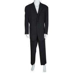 Giorgio Armani Grey Wool Herringbone Pattern Suit 3XL