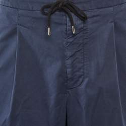 Pre Owned Giorgio Armani Navy Blue Cotton Gabardine Shorts XXL