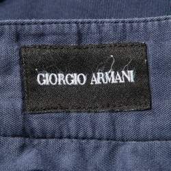 Pre Owned Giorgio Armani Navy Blue Cotton Gabardine Shorts XXL