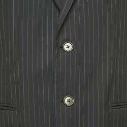 Pre Owned Giorgio Armani Navy Blue Striped Wool Tailored Suit XXL