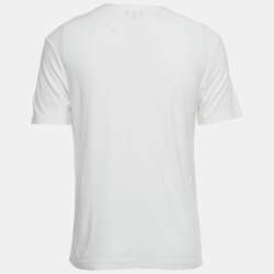 Pre Owned Giorgio Armani White Logo Detail Jersey Crewneck T-Shirt L