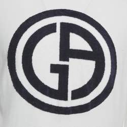Pre Owned Giorgio Armani White Logo Detail Jersey Crewneck T-Shirt L