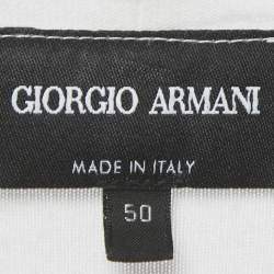 Pre Owned Giorgio Armani White Logo Detail Jersey Crewneck T-Shirt L