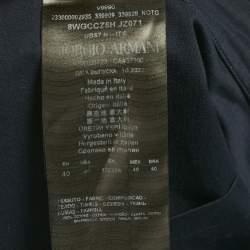 Pre Owned Giorgio Armani Navy Blue Cotton Zip-Up Shirt M