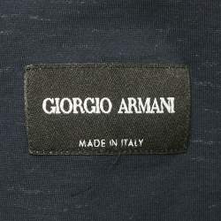 Pre Owned Giorgio Armani Navy Blue Cotton Zip-Up Shirt M