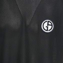 Pre Owned Giorgio Armani Black Mesh Logo Patch Detail Crew Neck T-Shirt XXXL