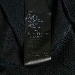 Pre Owned Giorgio Armani Black Mesh Logo Patch Detail Crew Neck T-Shirt XXXL