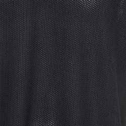 Pre Owned Giorgio Armani Black Logo Print Mesh Crew Neck T-Shirt XXXL