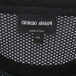 Pre Owned Giorgio Armani Black Logo Print Mesh Crew Neck T-Shirt XXXL