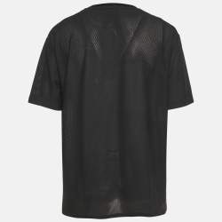 Pre Owned Giorgio Armani Black Mesh Crew Neck T-Shirt XXXL