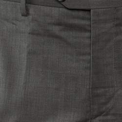 Pre Owned Giorgio Armani Grey Wool Tailored Pants L