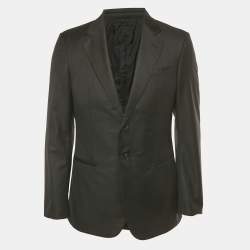 Pre Owned Giorgio Armani Black Wool Single Breasted Blazer L