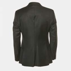 Pre Owned Giorgio Armani Black Wool Single Breasted Blazer L
