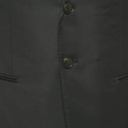 Pre Owned بدلة جورجيو أرماني صوف أسود بمقاس كبير