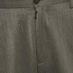 مملوكة مسبقًا بنطلون جورجيو أرماني صوف رمادي رسمي خلطة حجم كبير