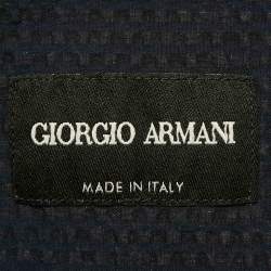 مملوكة مسبقًا قميص جورجيو أرماني قطن مجعد أزرار أمامية أزرق كحلي مقاس كبير جدًا جدًا جدًا جدًا - إكس إكس إكس إكس لارج