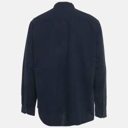 مملوكة مسبقًا قميص جورجيو أرماني قطن مجعد أزرار أمامية أزرق كحلي مقاس كبير جدًا جدًا جدًا جدًا - إكس إكس إكس إكس لارج