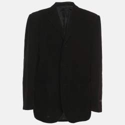 مملوكة مسبقًا Giorgio Armani Black Wool Single Breasted Blazer XXL