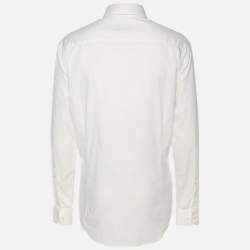 Pre Owned قميص جورجيو أرماني قطن مرن أبيض بأكمام طويلة مقاس كبير جداً