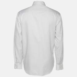 مملوكة مسبقًا قميص جورجيو أرماني قطن رمادي بأكمام طويلة مقاس كبير جدًا