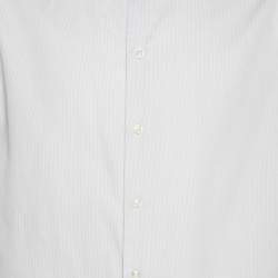 مملوكة مسبقًا قميص جورجيو أرماني قطن رمادي بأكمام طويلة مقاس كبير جدًا