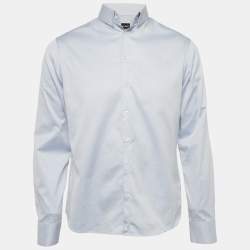 Pre Owned Giorgio Armani Blue Cotton Long Sleeve Shirt M