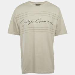 مملوكة مسبقًا Giorgio Armani Grey Printed Jersey Crewneck T-Shirt M