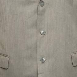 Pre Owned Giorgio Armani Grey Pinstripe Wool Blazer XL