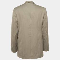 Pre Owned Giorgio Armani Grey Pinstripe Wool Blazer XL