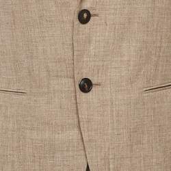 Pre Owned Giorgio Armani Brown Wool Blend Soho Blazer & Pants Suits L