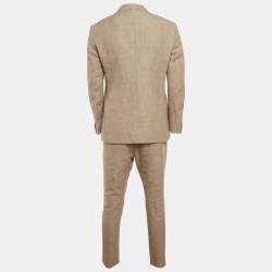 Pre Owned Giorgio Armani Brown Wool Blend Soho Blazer & Pants Suits L