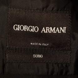 Pre Owned بدلة وبنطال جورجيو أرماني صوف أسود سوهو مقاس كبير
