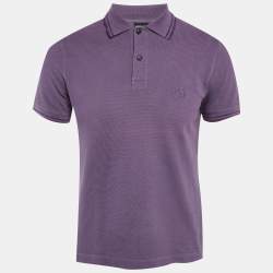 Pre Owned Giorgio Armani Purple Cotton Pique Polo T-Shirt M